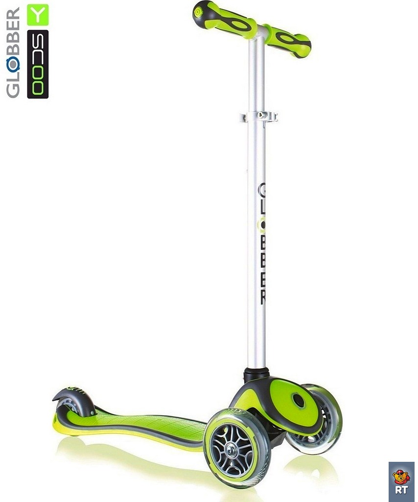 Самокат Y-Scoo RT Globber My Free New Technology с блокировкой колес, зеленый  